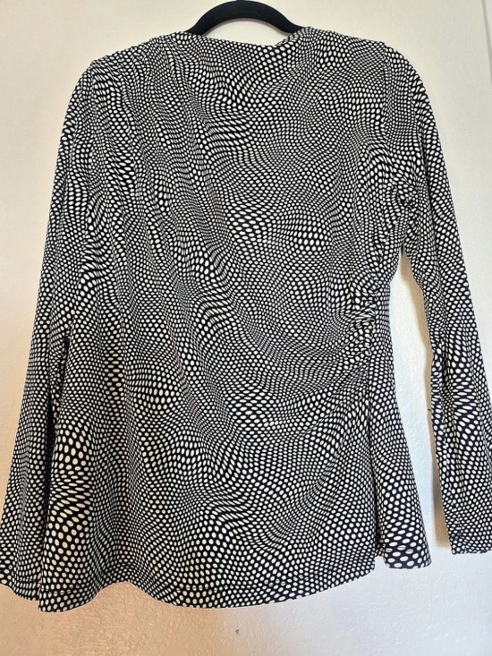 Alfani Polka Dot Long Sleeve Blouse in Black & White Size Large